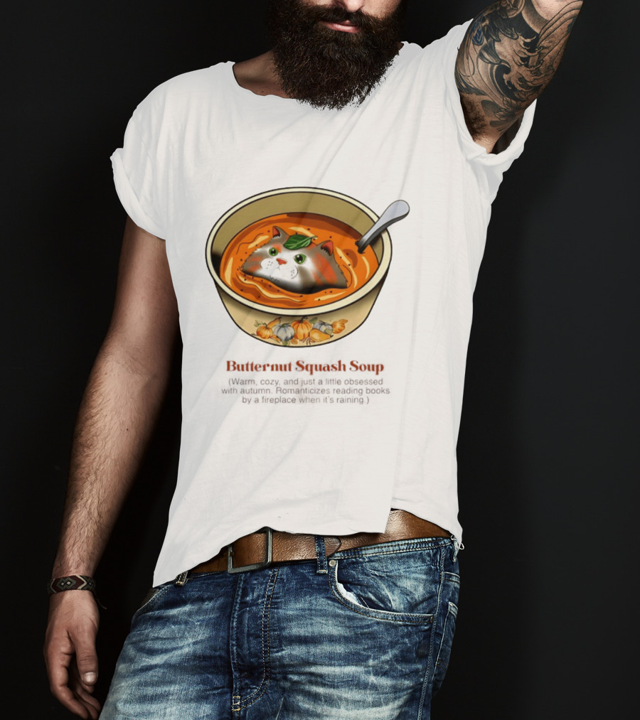 Butternut Squash Soup Cat Floating Whiskers Bowl T-Shirt