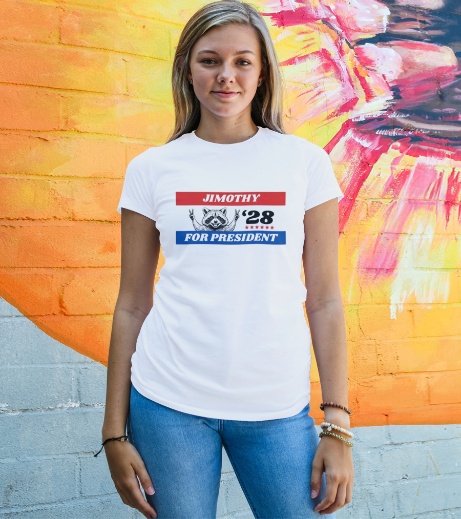 Jimothy Raccoon For President '28 Peace Victory Stars T-Shirt