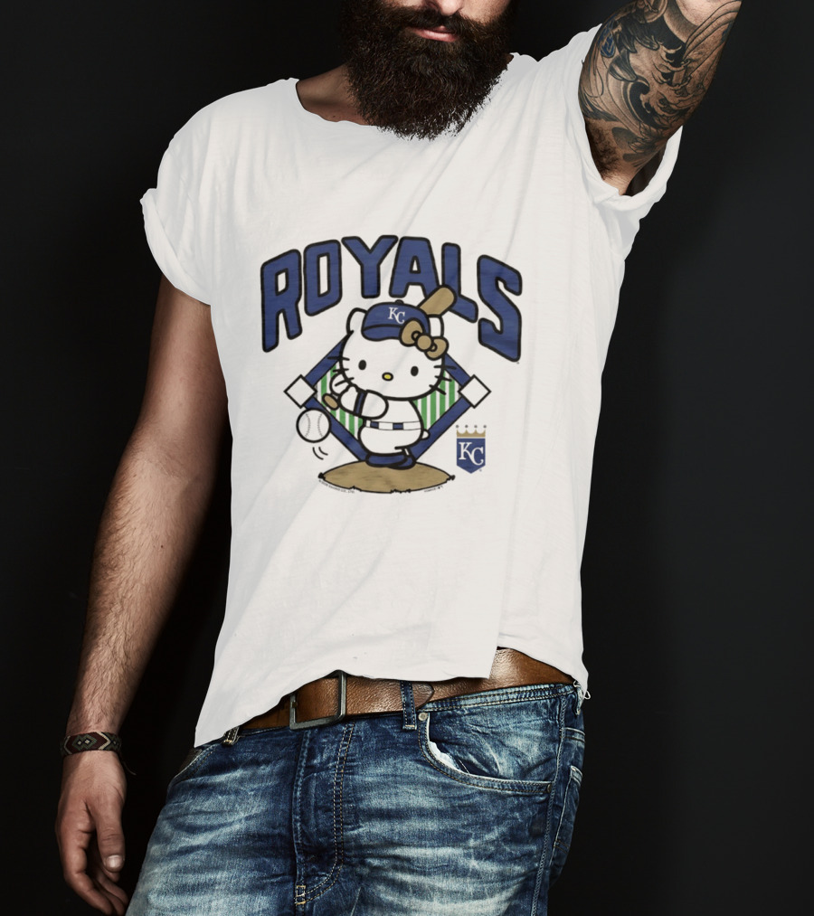 Hello Kitty Royals Baseball KC Batting Scene T-Shirt