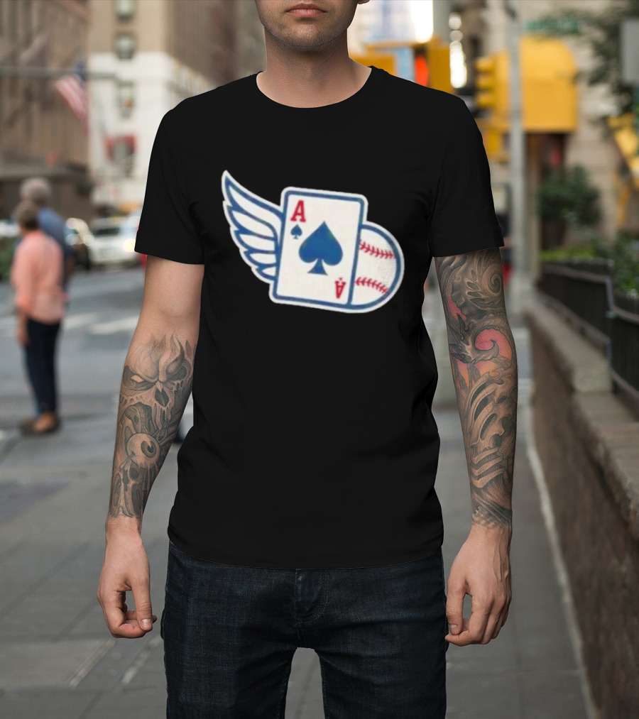 Ace Of Spades Baseball Winged Playing Card T-Shirt