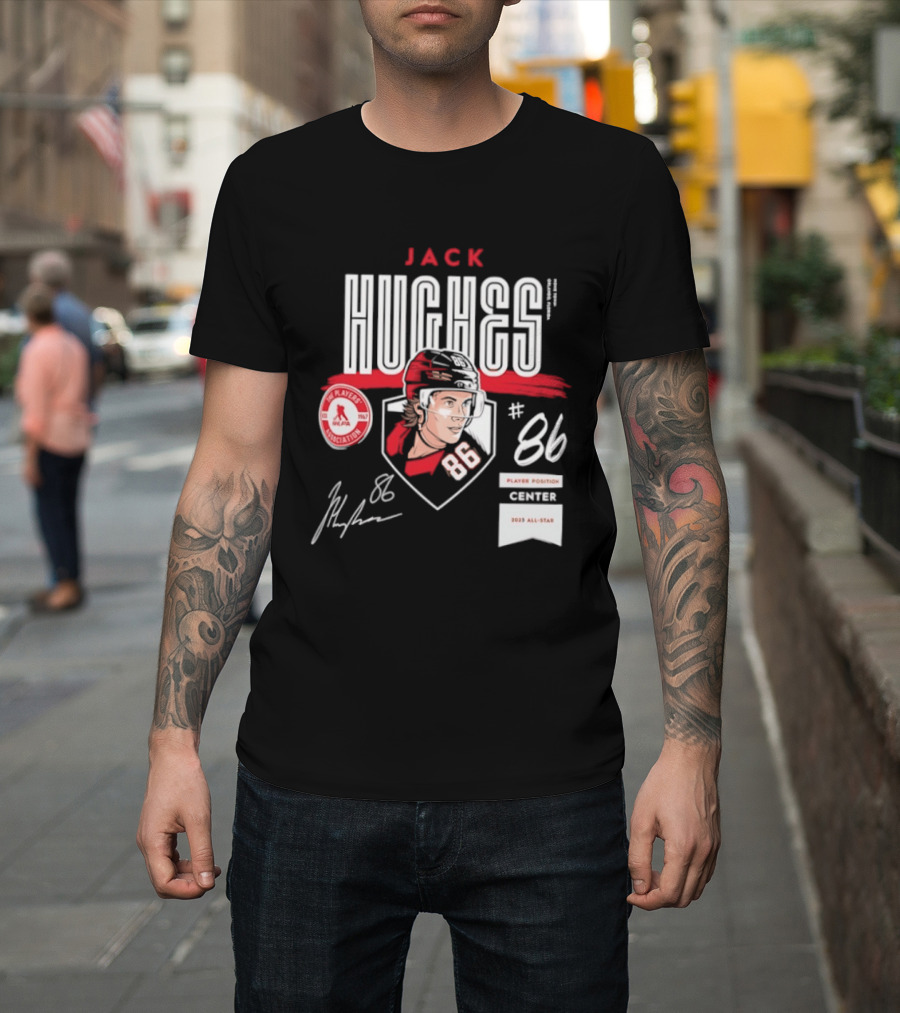Jack Hughes 86 New Jersey Devils NHL Players Association Center 2026 All Star T-Shirt