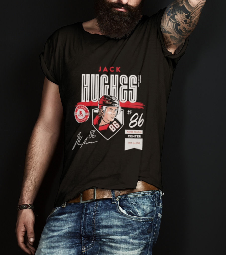 Jack Hughes 86 New Jersey Devils NHL Players Association Center 2026 All Star T-Shirt