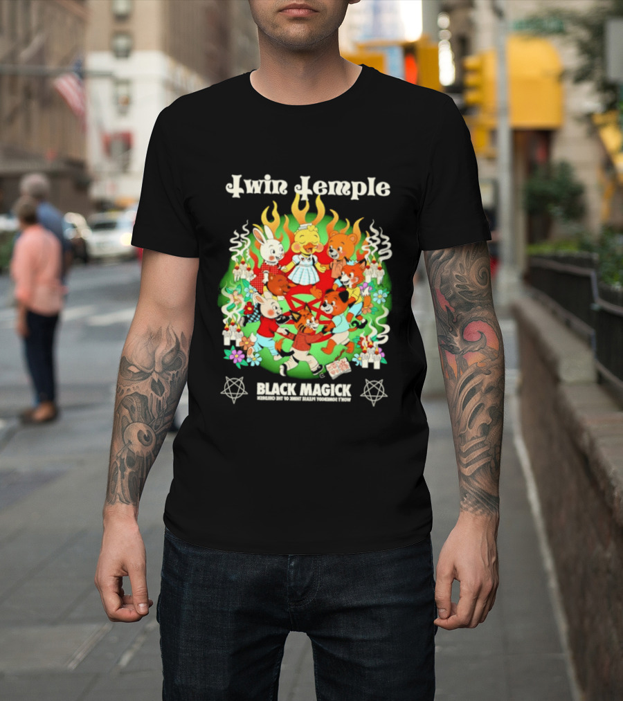 Twin Temple Black Magick Won't Somebody Please Think Of The Children Iconic Pentagram And Occult T-Shirt