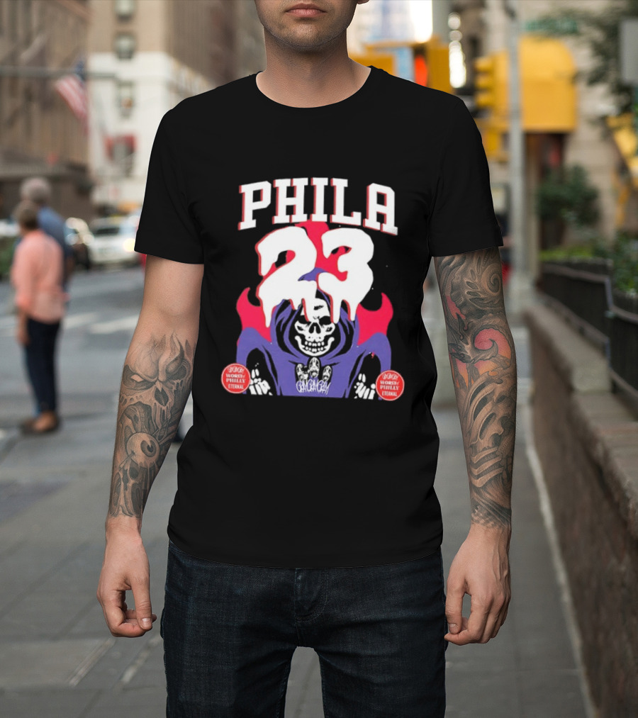 PHILA 23 Skeleton Grim Reaper Spooky Philly Worst Eternal T-Shirt