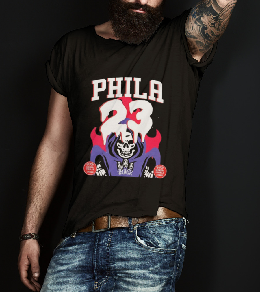 PHILA 23 Skeleton Grim Reaper Spooky Philly Worst Eternal T-Shirt