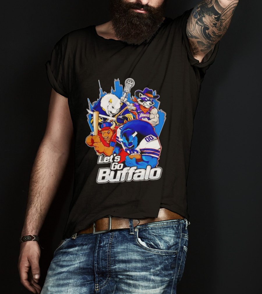 Let's Go Buffalo Bandits Sabres Bills Characters Sports Mascots T-Shirt
