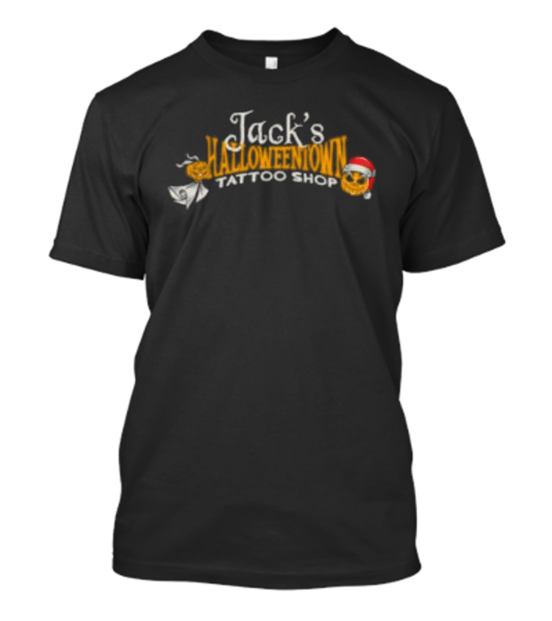 Lostbrostradingco Jack's Halloweentown Tattoo Shop Christmas Santa Hat T-Shirt