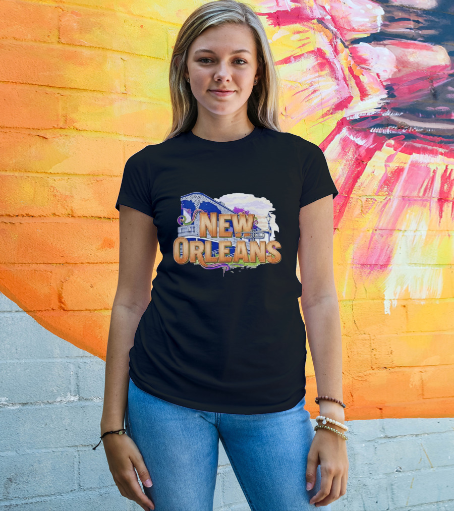 New Orleans Jazz Musical Vibes Trombone Balcony T-Shirt