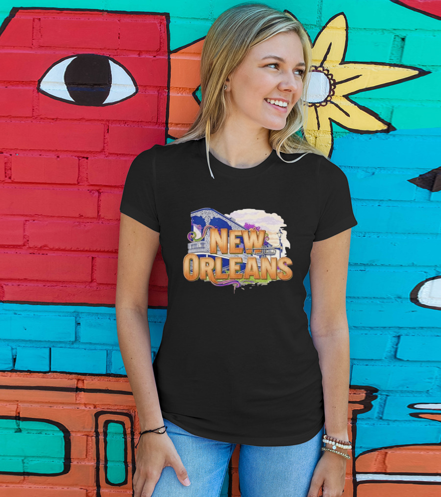 New Orleans Jazz Musical Vibes Trombone Balcony T-Shirt