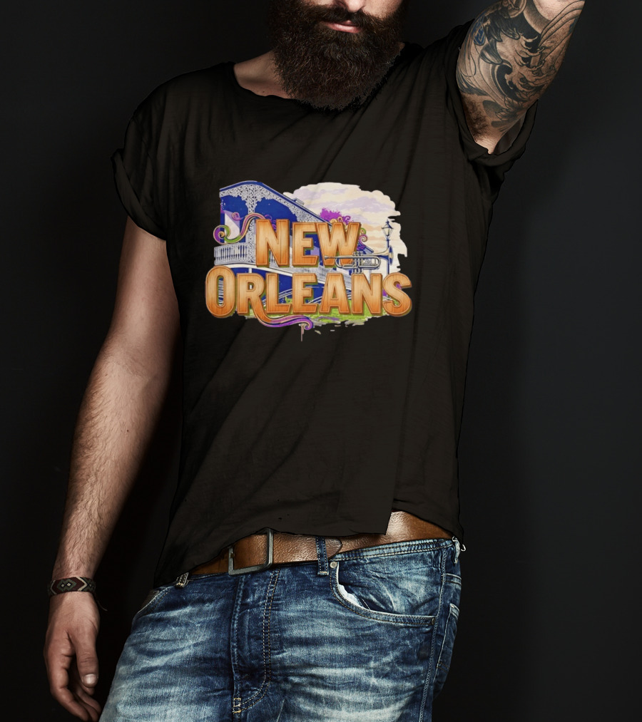 New Orleans Jazz Musical Vibes Trombone Balcony T-Shirt