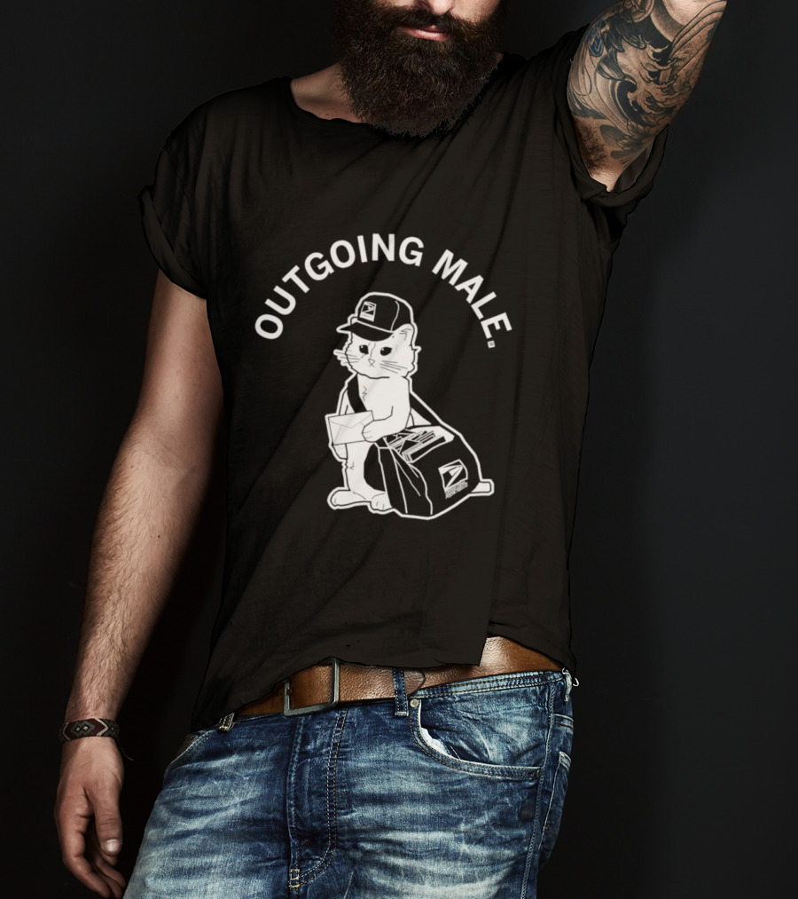 Outgoing Male Cat USPS Mailbag And Cap T-Shirt