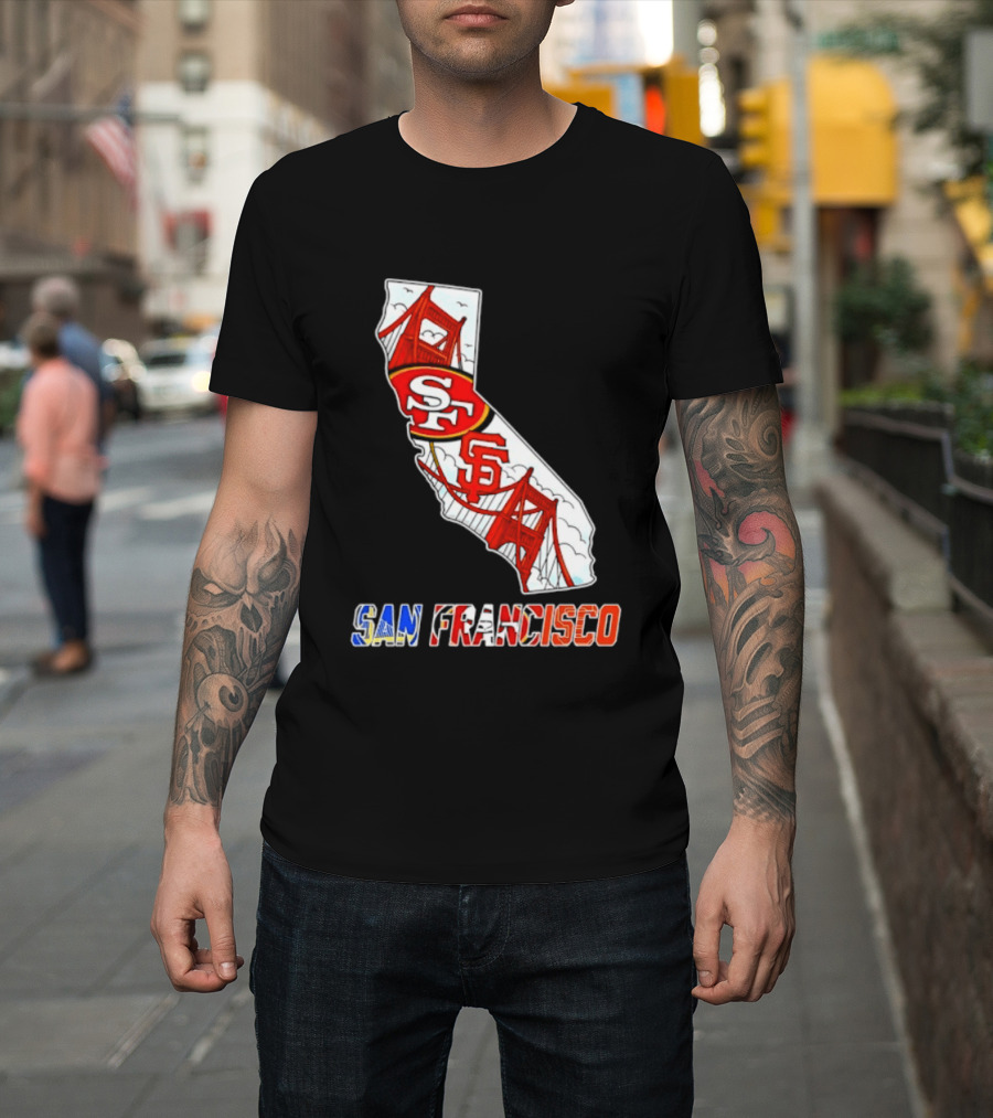 San Francisco 49ers Giants California Map T-Shirt