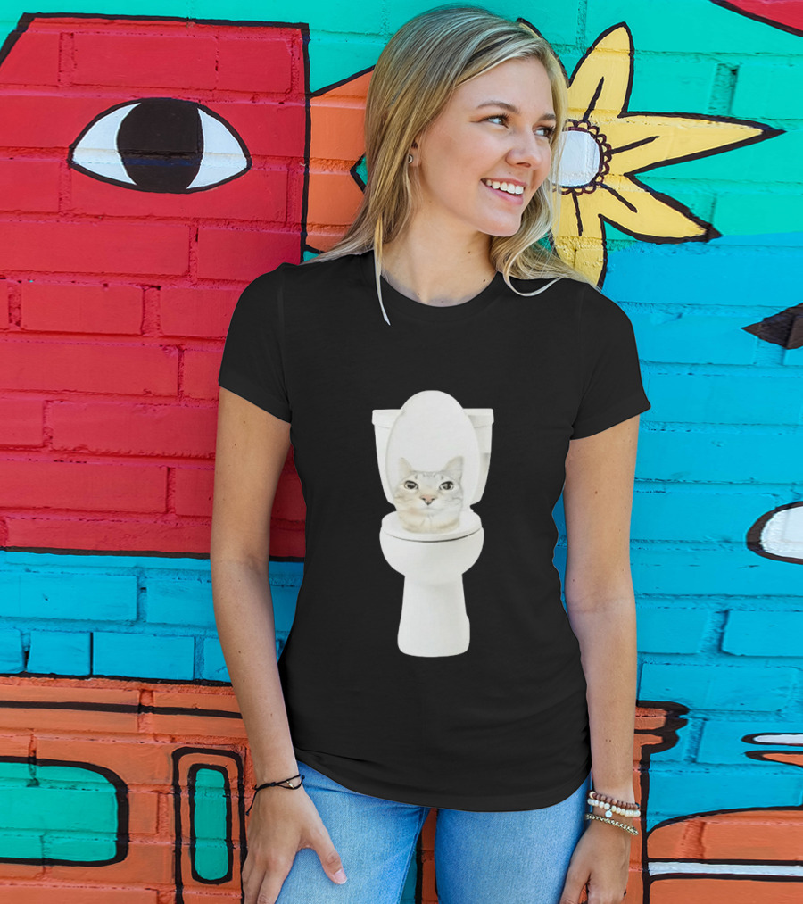 Skibidi Cat Toilet Humor Meme Fusion T-Shirt