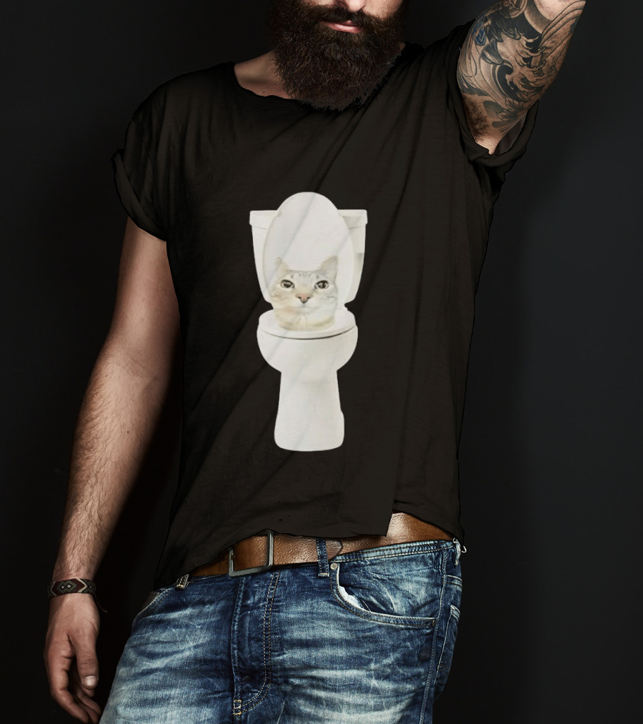 Skibidi Cat Toilet Humor Meme Fusion T-Shirt