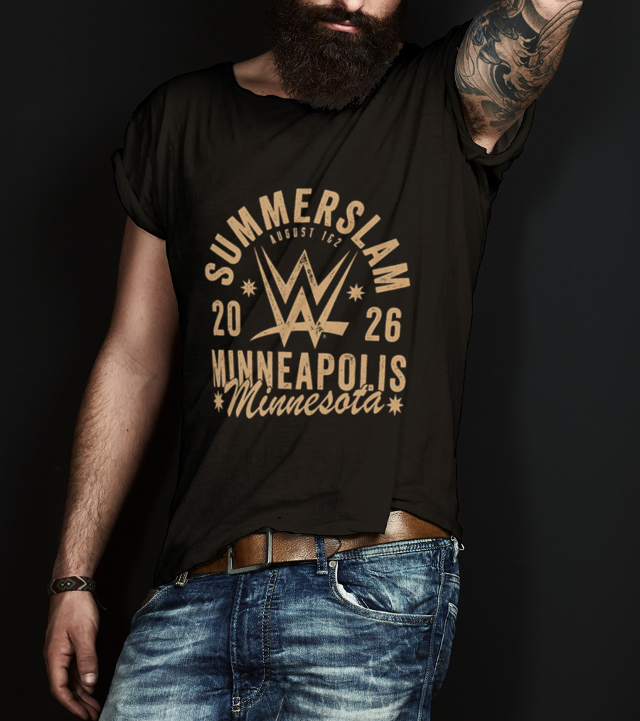 SummerSlam 2026 August 1 & 2 Minneapolis Minnesota WWE Wrestling Event 2 Sided T-Shirt