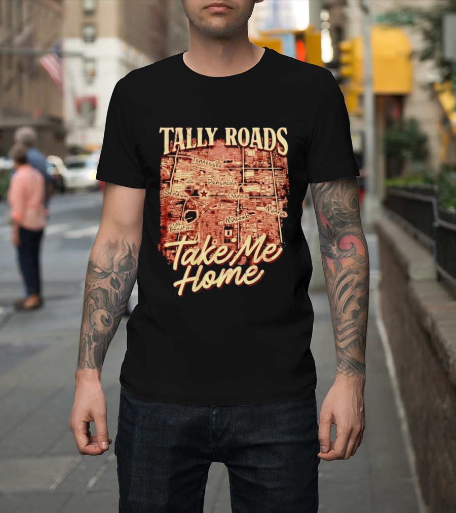 Tally Roads Map Take Me Home Tennessee Pensacola Stadium Monroe T-Shirt