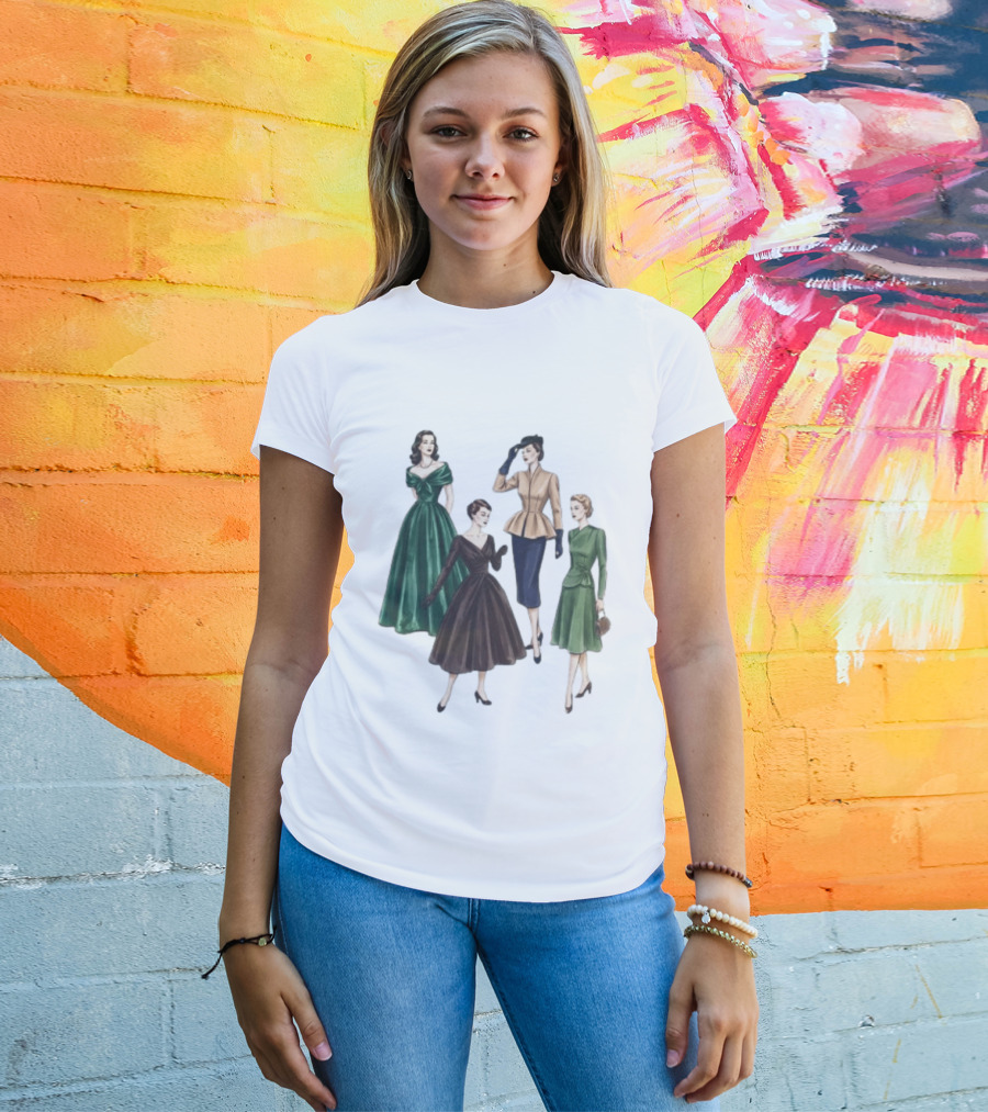 1950s Vintage Fashion Elegant Ladies Dresses T-Shirt