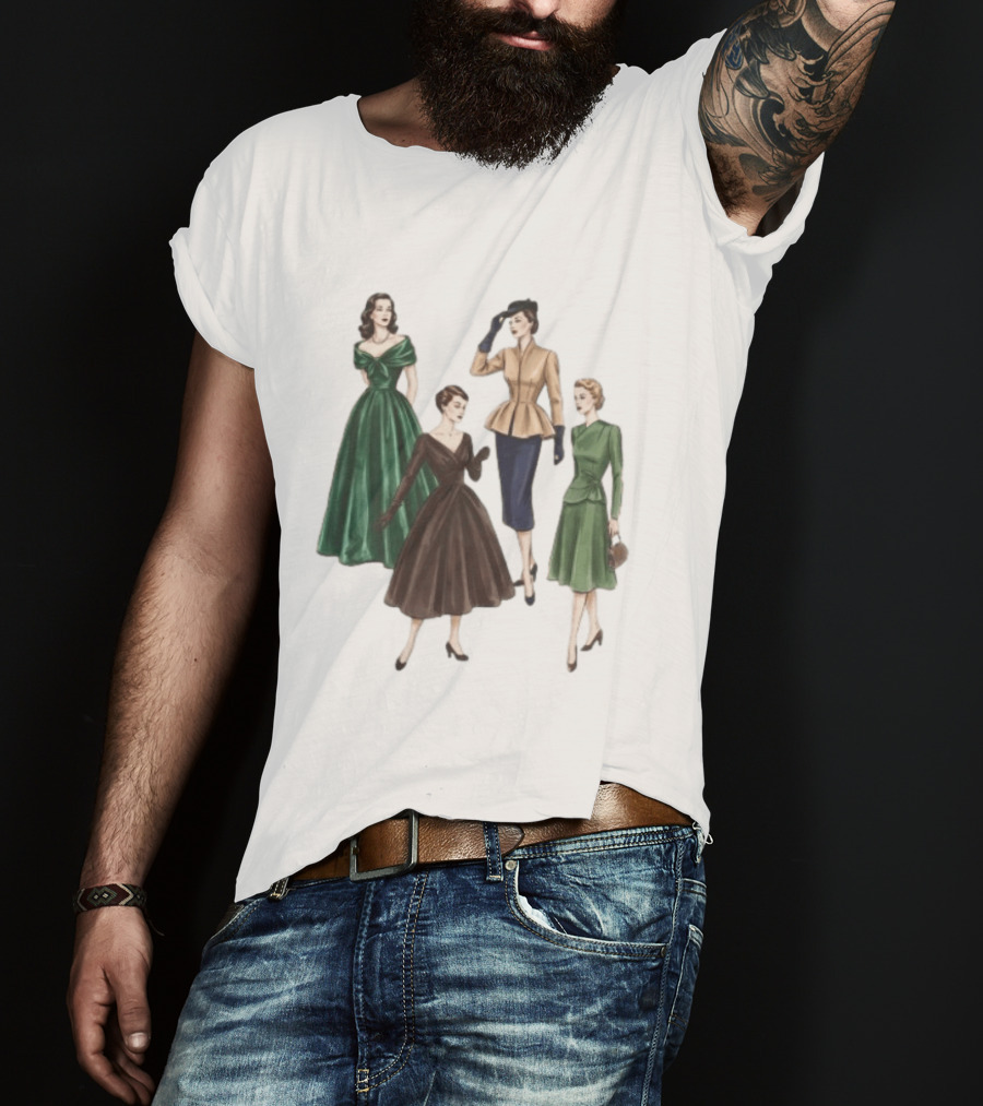 1950s Vintage Fashion Elegant Ladies Dresses T-Shirt