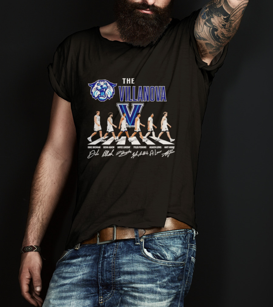 The Villanova Wildcats Abbey Road Duke Brennan Devin Askew Bryce Lindsay Tyler Perkins Acaden Lewis Matt Hodge Signatures T-Shirt
