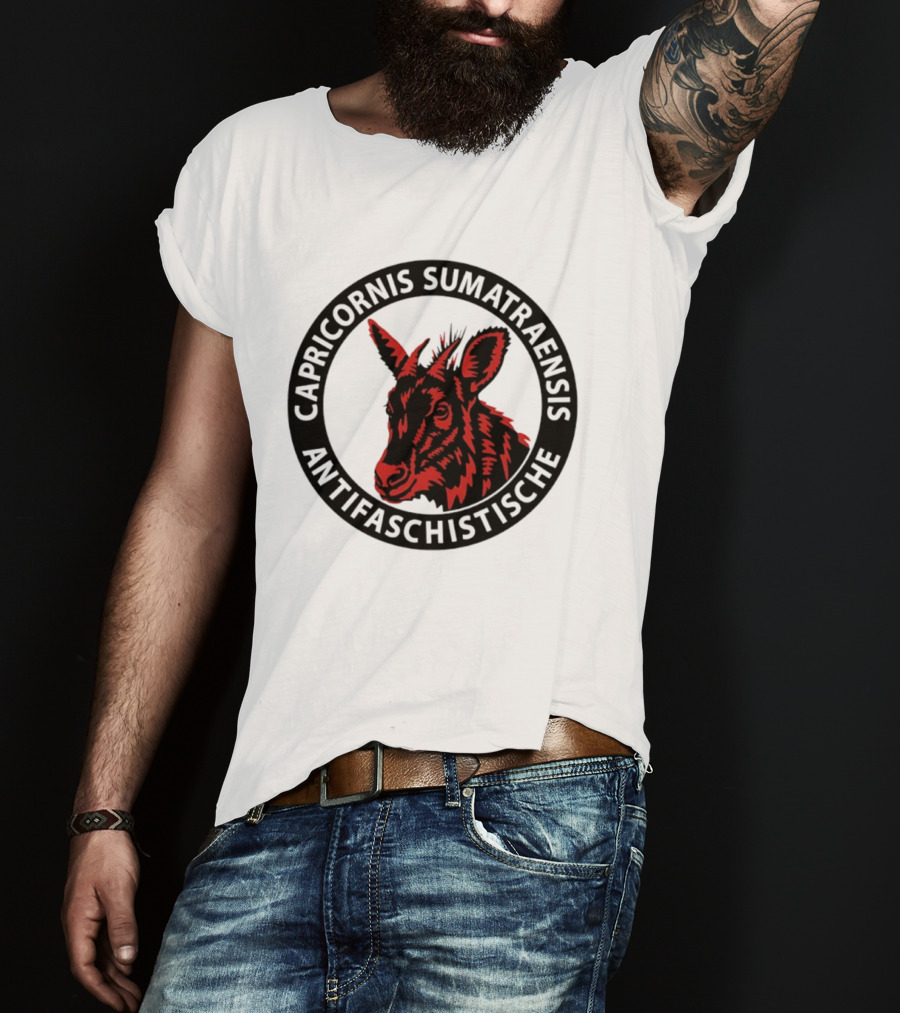 Capricornis Sumatraensis Antifaschistische Red Goat T-Shirt