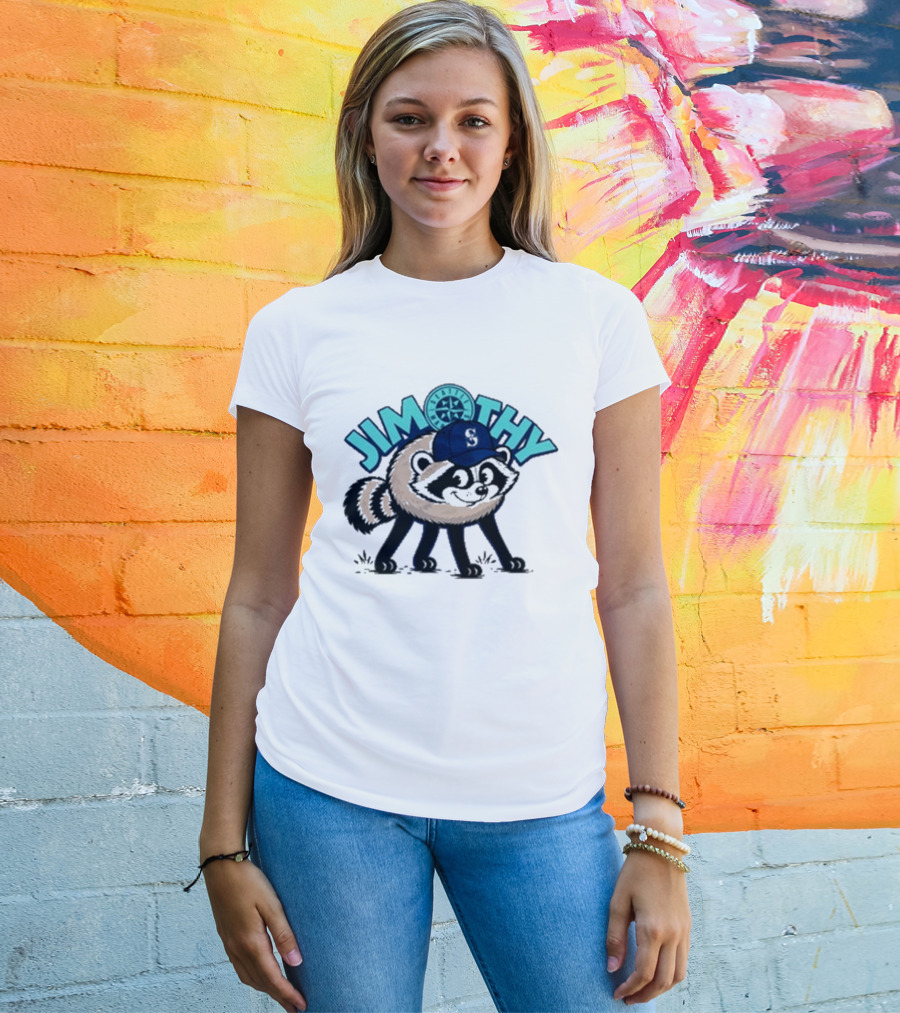 Jimothy Raccoon Seattle Night Cap With Star Compass T-Shirt