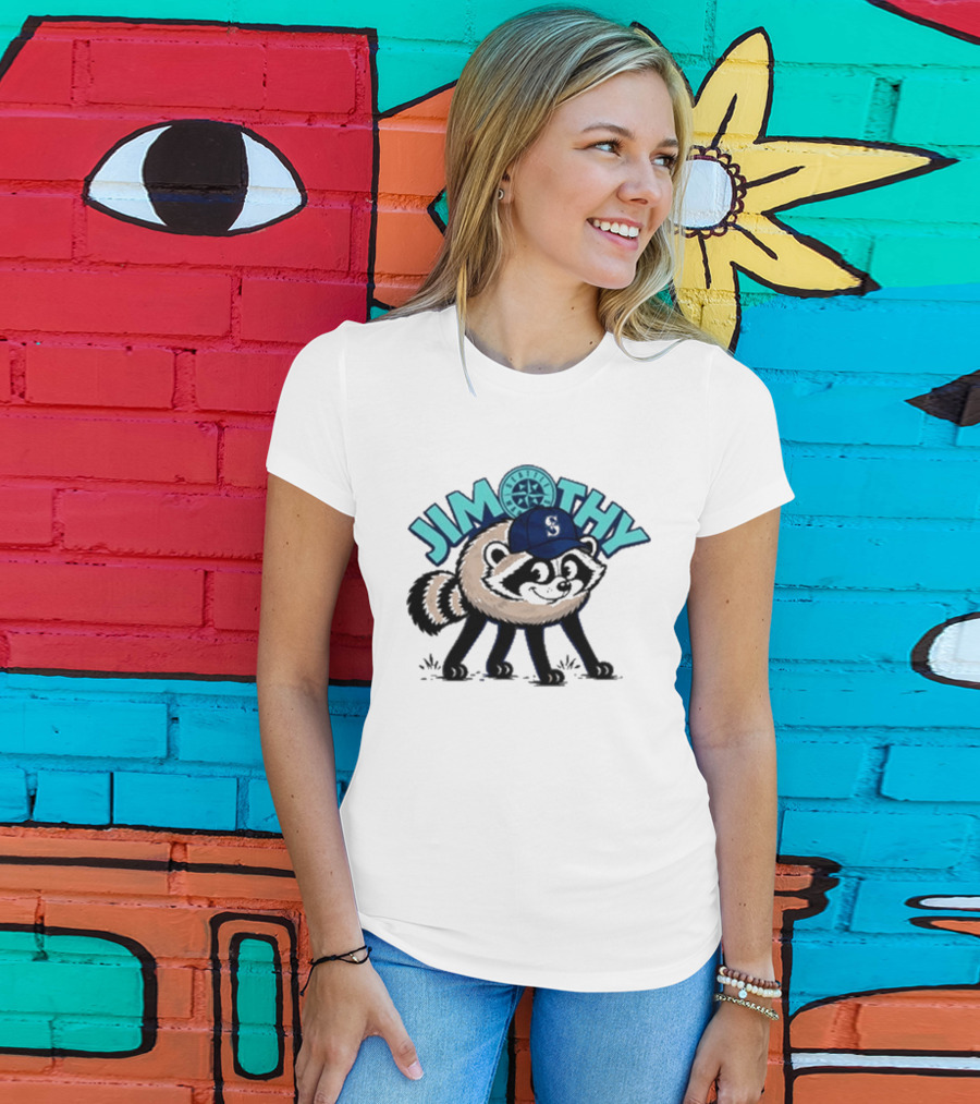 Jimothy Raccoon Seattle Night Cap With Star Compass T-Shirt