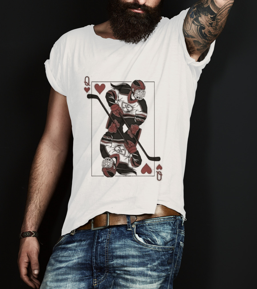 Queen Of Hearts Hockey Playing Card T-Shirt