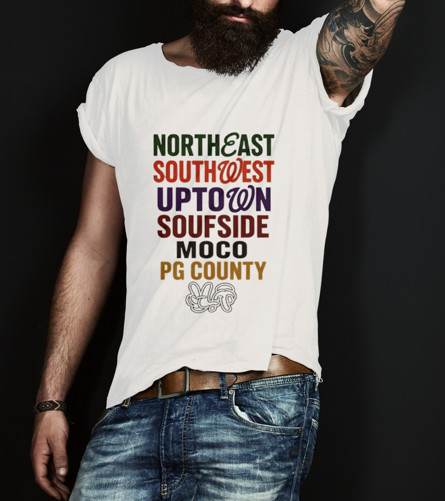 Northeast Southwest Uptown Soufside Moco PG County Peace Gesture T-Shirt
