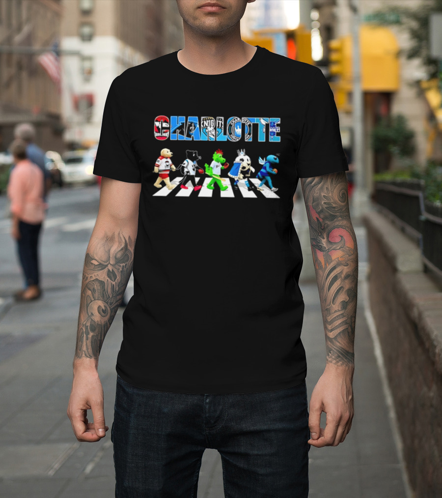 2026 Charlotte Sports Team Mascots Abbey Road Bowling Pin Parade T-Shirt