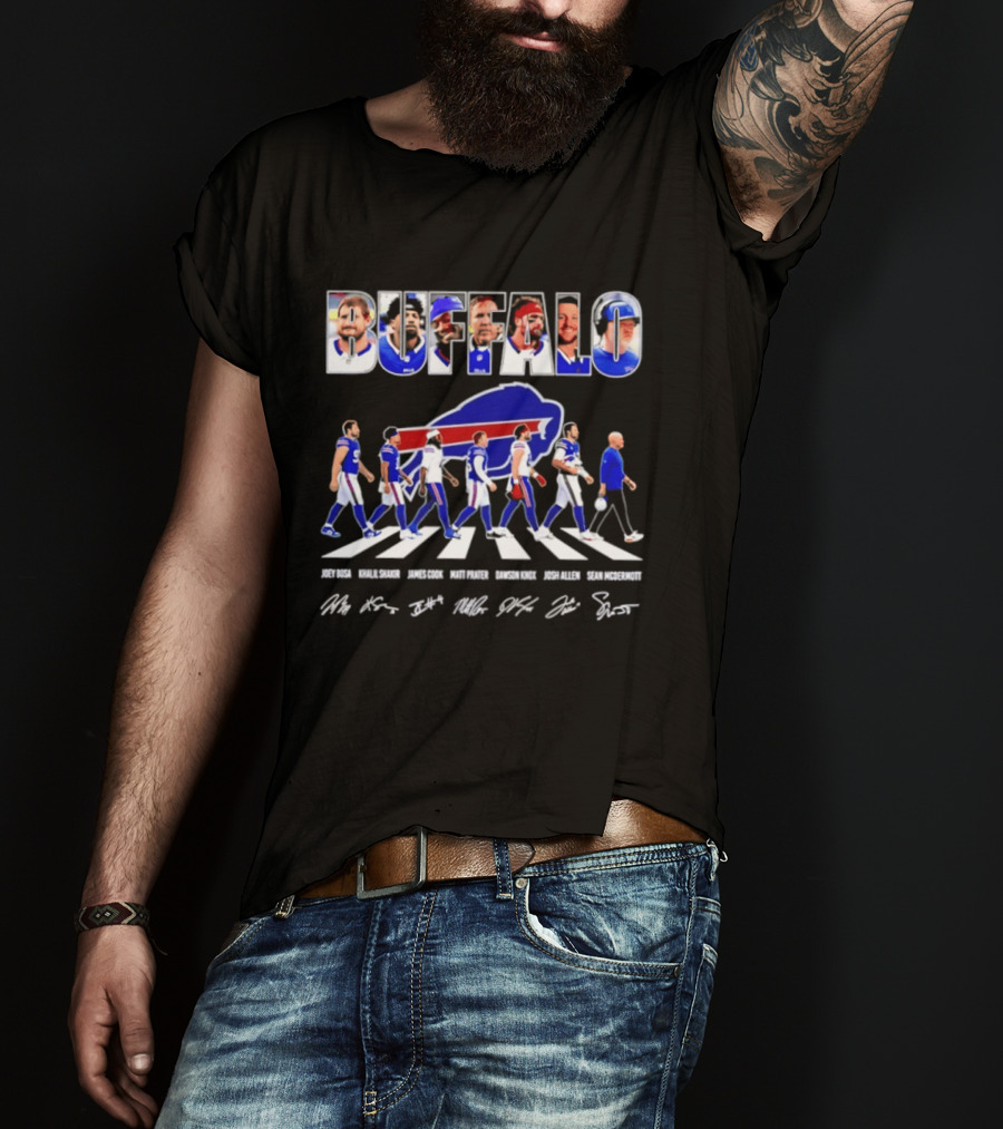 Buffalo Bills Players Abbey Road Sean McDermott Signatures NFL Team T-Shirt