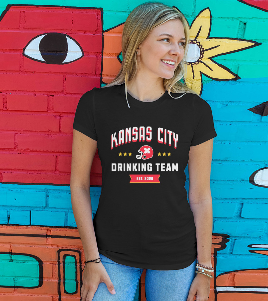 Kansas City Drinking Team Football Est 2026 Helmet Stars T-Shirt
