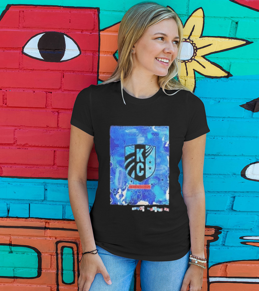 Kansas City Current KC Peace Freedom Blue T-Shirt