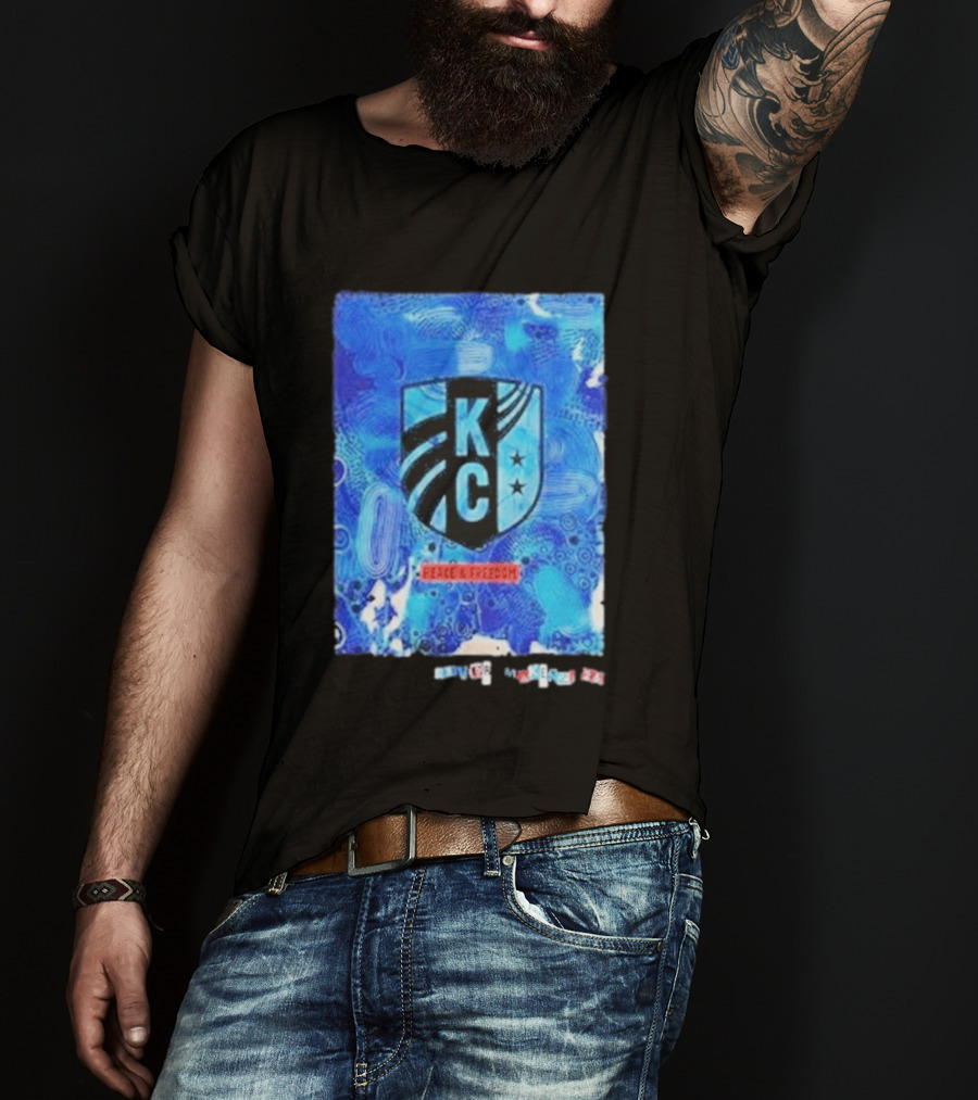 Kansas City Current KC Peace Freedom Blue T-Shirt
