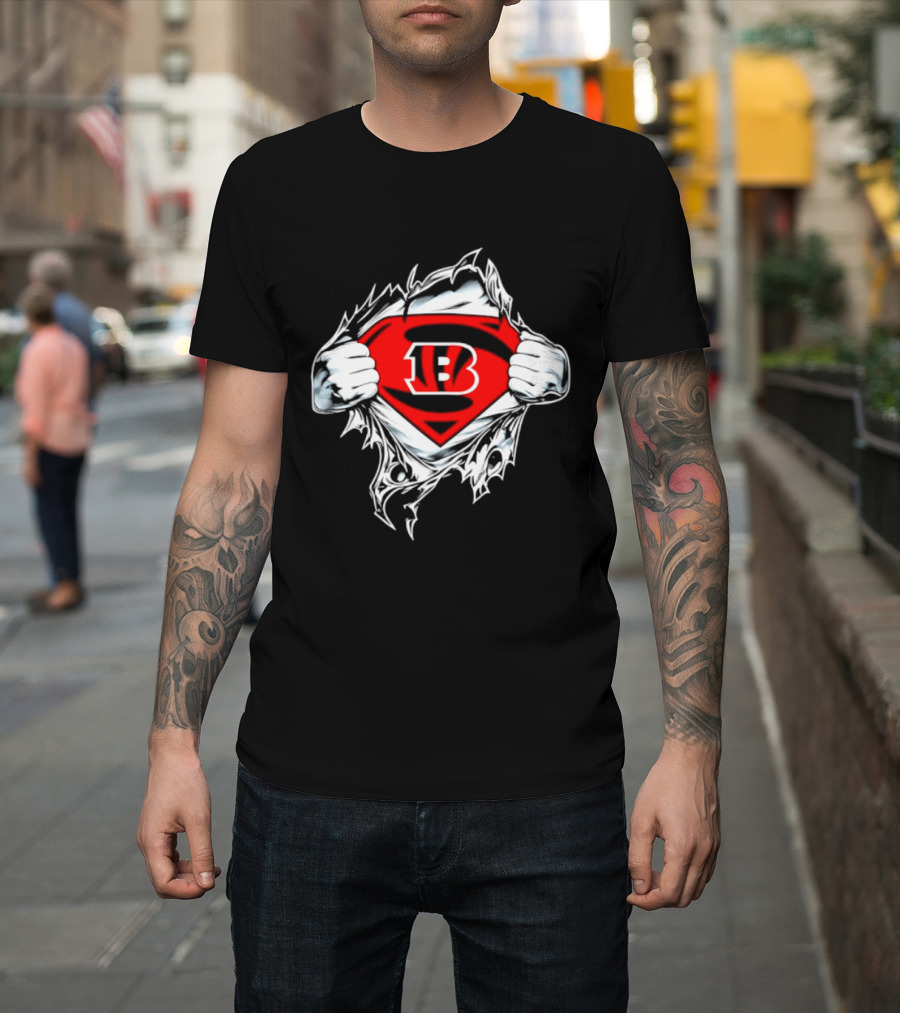 Cincinnati Bengals 13 Superman Symbol Football T-Shirt