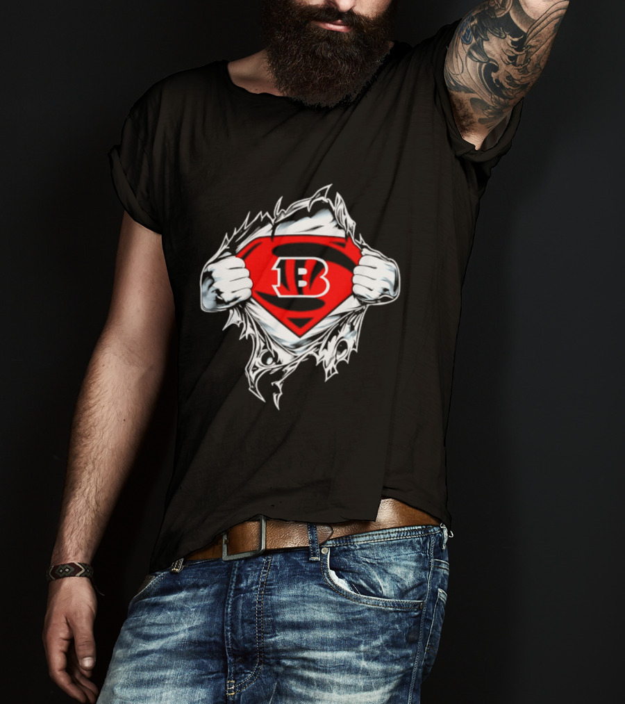 Cincinnati Bengals 13 Superman Symbol Football T-Shirt