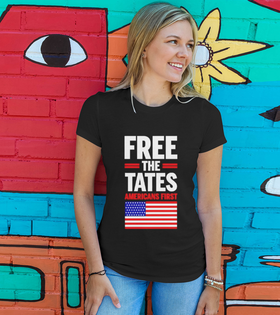 Free The Tates Americans First USA Flag T-Shirt