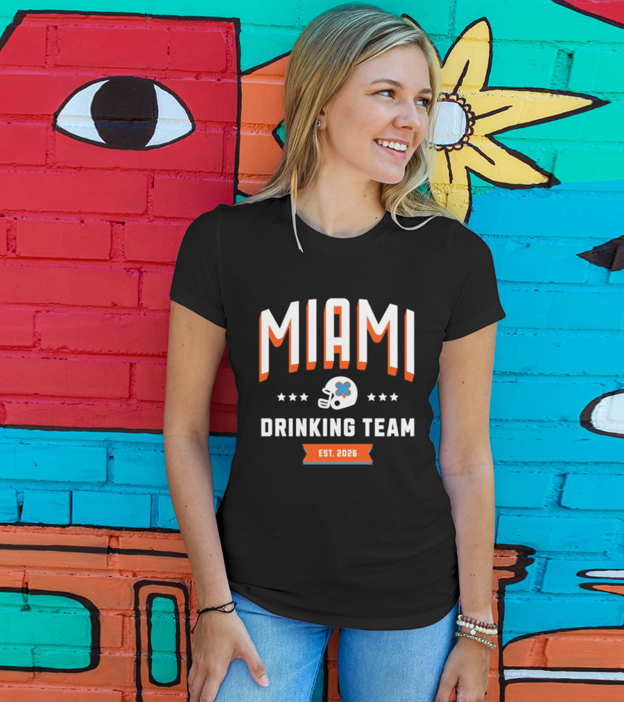 Miami Dolphins Drinking Team Est 2026 Football Helmet Stars T-Shirt