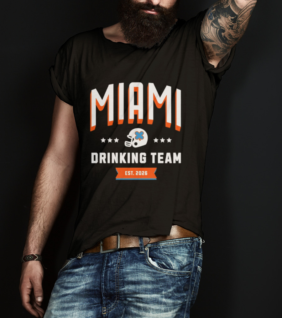 Miami Dolphins Drinking Team Est 2026 Football Helmet Stars T-Shirt