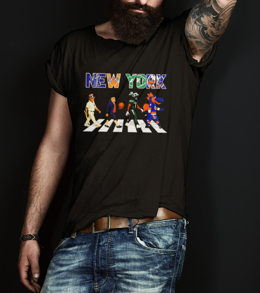 New York Yankees Knicks Jets Islanders Abbey Road Sports T-Shirt