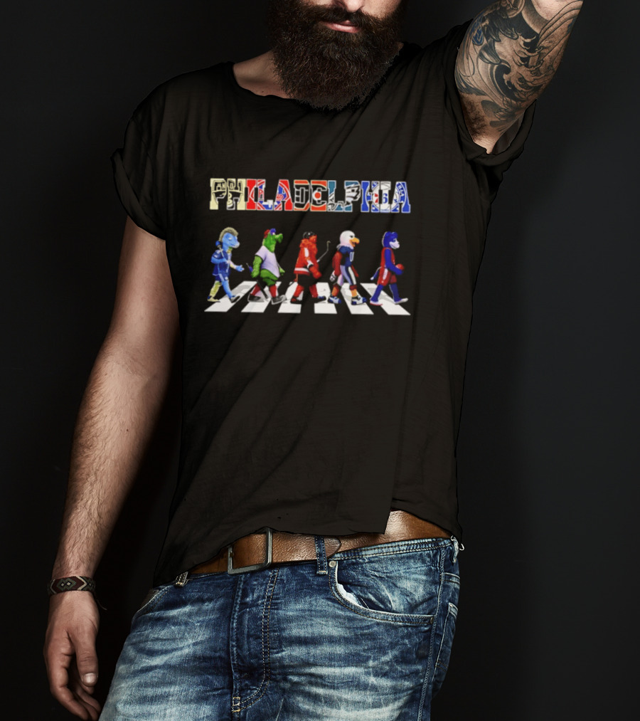 Philadelphia Sports Mascots Abbey Road Walk T-Shirt