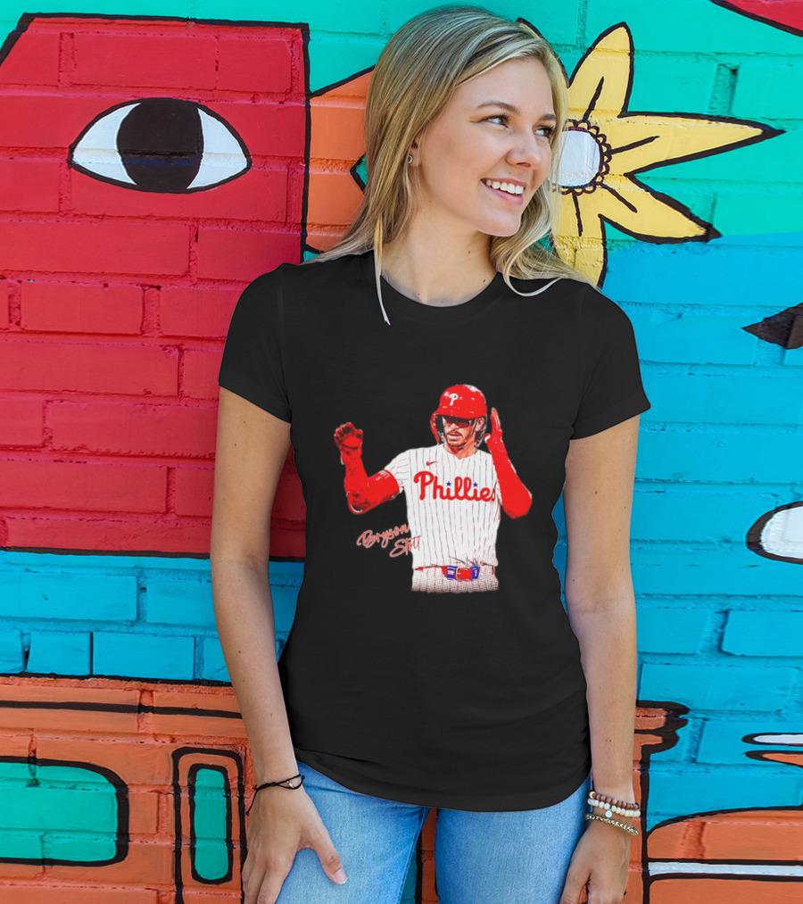Philadelphia Phillies Bryson Stott Baseball Player Red And White Uniform T-Shirt
