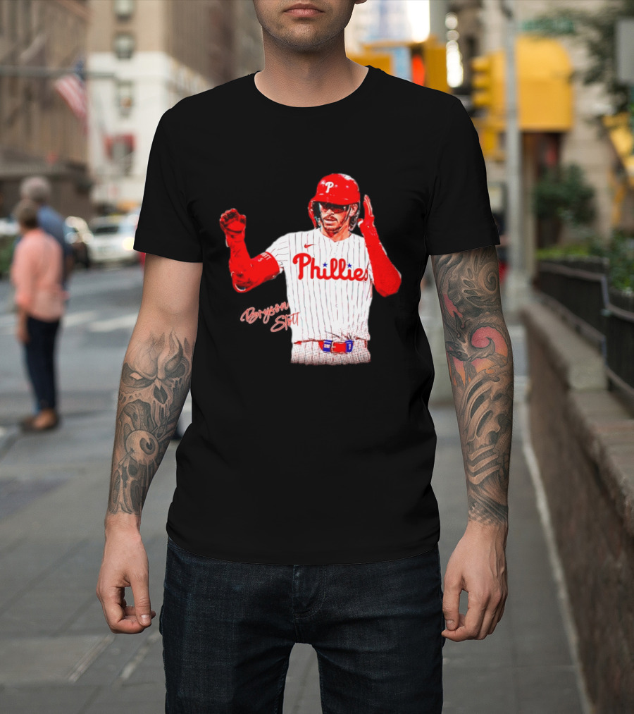 Philadelphia Phillies Bryson Stott Baseball Player Red And White Uniform T-Shirt
