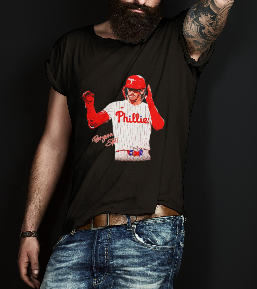 Philadelphia Phillies Bryson Stott Baseball Player Red And White Uniform T-Shirt