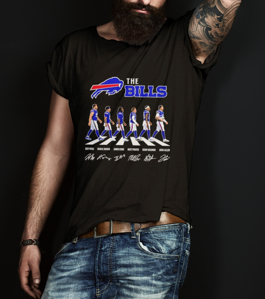 The Bills Josh Allen Joey Bosa Khalil Shakir James Cook Keon Coleman Matt Prater Abbey Road NFL Signatures T-Shirt