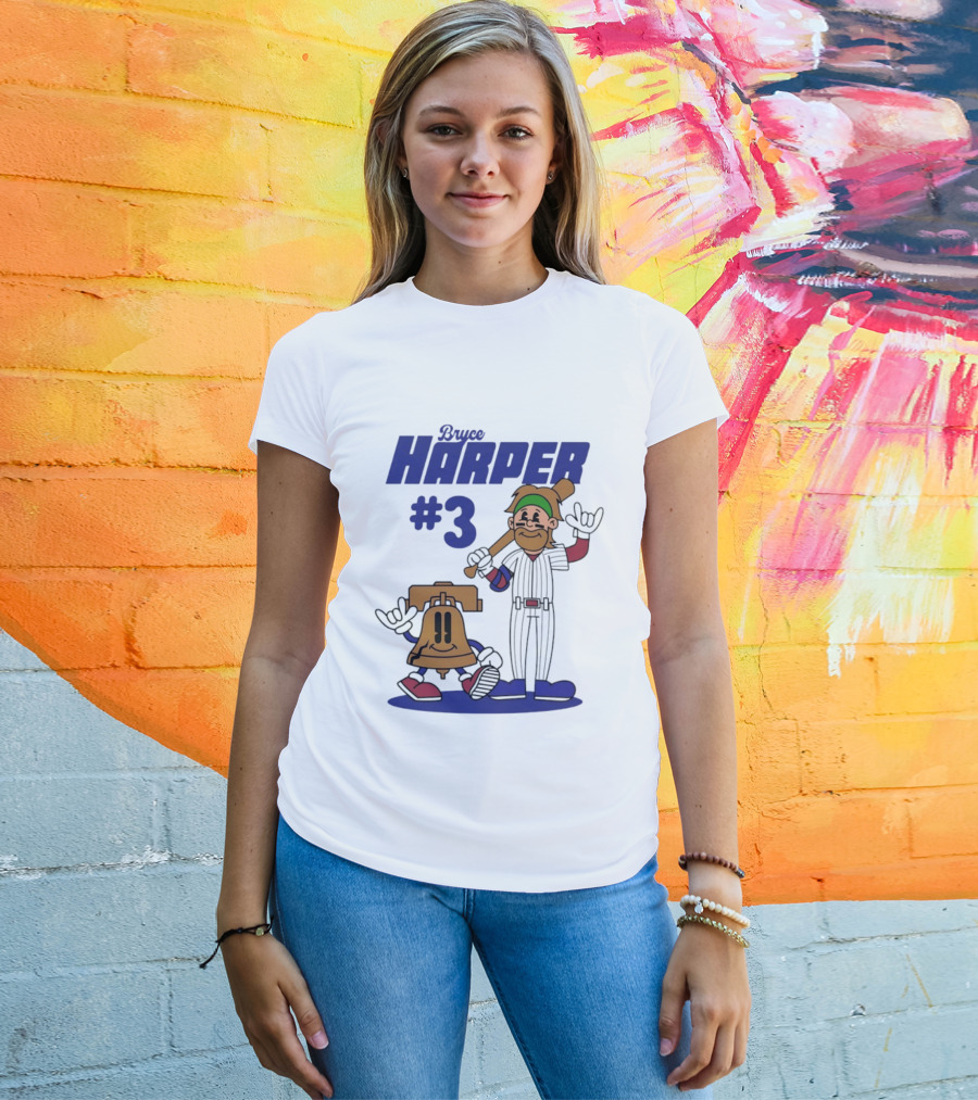 Bryce Harper #3 Philadelphia Phillies MLB Liberty Bell Animated Players T-Shirt