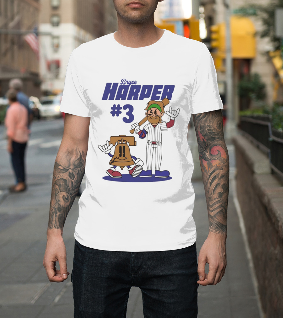 Bryce Harper #3 Philadelphia Phillies MLB Liberty Bell Animated Players T-Shirt