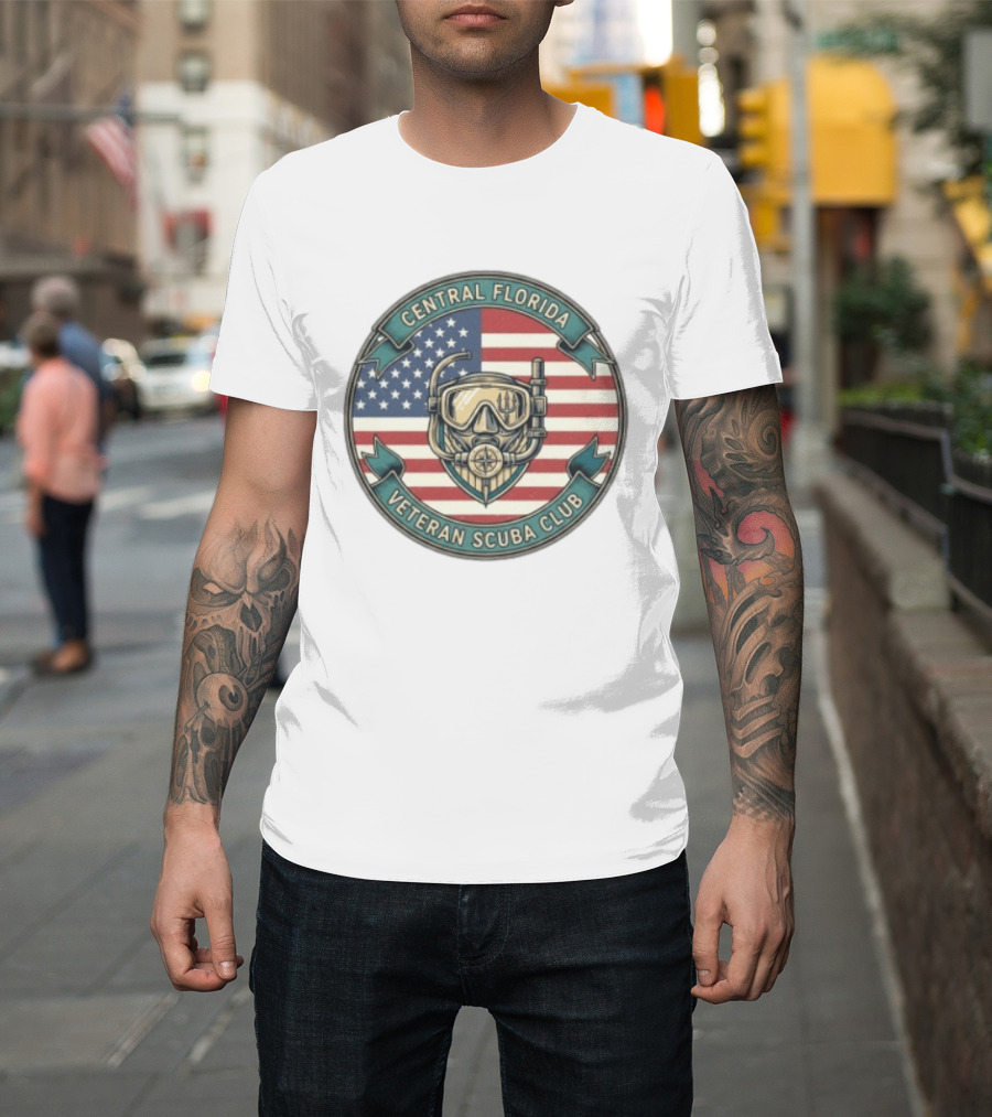 Central Florida Veteran Scuba Club American Flag Dive Mask T-Shirt