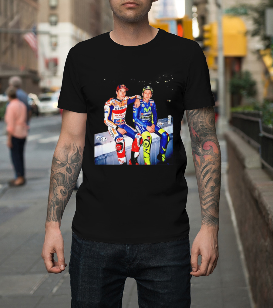 Valentino Rossi Marc Marquez MotoGP Repsol Yamaha Smoking Beer T-Shirt
