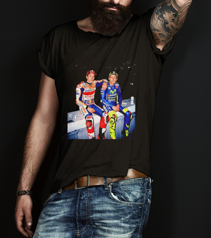 Valentino Rossi Marc Marquez MotoGP Repsol Yamaha Smoking Beer T-Shirt