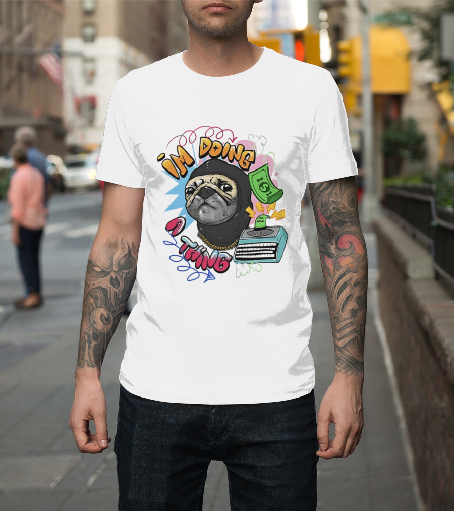 Roodabeguh Im Doing A Thing Funny Sloth In With Money And Typewriter T-Shirt